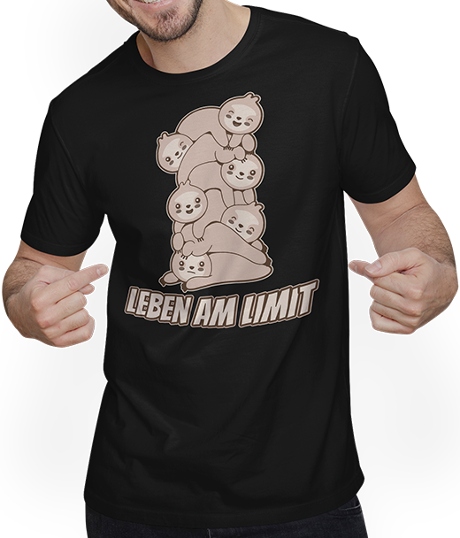 Produktbild von T-Shirt mit Mann Leben am Limit lustiger Faultier Sprüche für Mädchen & Jungs