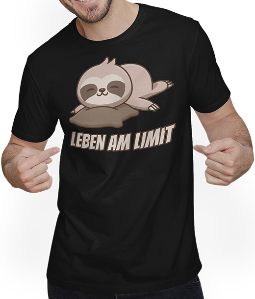 Produktbild von T-Shirt mit Mann Leben am Limit lustiger Faultier Sprüche für Mädchen & Jungs