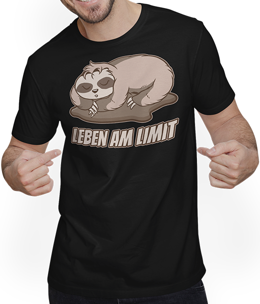 Produktbild von T-Shirt mit Mann Leben am Limit lustiger Faultier Sprüche für Mädchen & Jungs