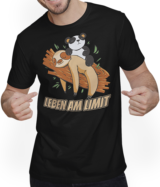 Produktbild von T-Shirt mit Mann Leben am Limit lustiges Faultier Panda Sprüche Mädchen Jungs