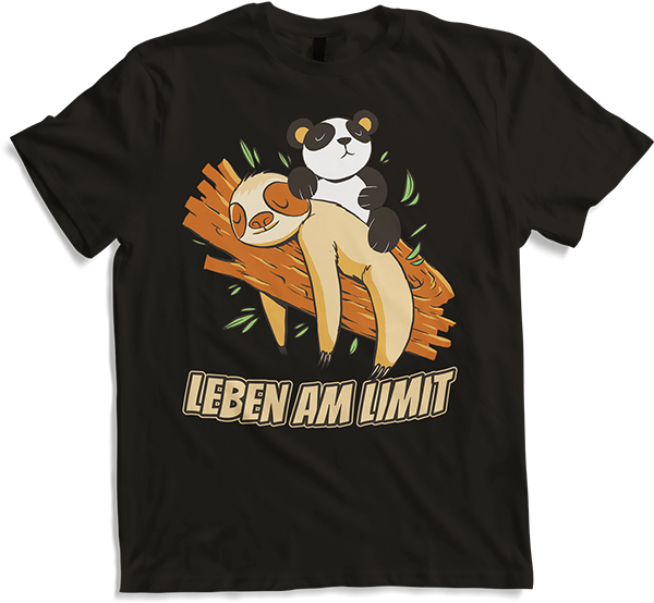 Produktbild von T-Shirt Leben am Limit lustiges Faultier Panda Sprüche Mädchen Jungs