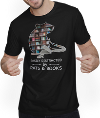 Produktbild von T-Shirt mit Mann Leicht von Ratten und Büchern abgelenkt Haustier Ratte Spruch Fancy Rat