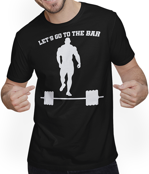 Produktbild von T-Shirt mit Mann Let's Go To The Bar Bodybuilding Kraftsportler Deadlift