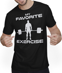 Produktbild von T-Shirt mit Mann Lieblingsübung Legday Bodybuilding Muscle Deadlift