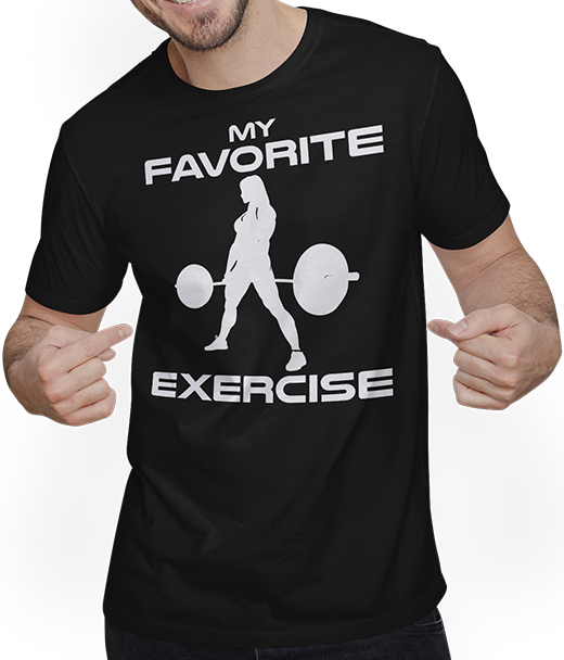 Produktbild von T-Shirt mit Mann Lieblingsübung Legday Bodybuilding Muscle Woman Deadlift