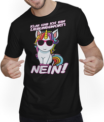 Produktbild von T-Shirt mit Mann Lieblingswort NEIN Einhorn Lustiger Spruch Mädchen Teenager