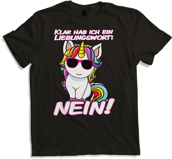 Produktbild von T-Shirt Lieblingswort NEIN Einhorn Lustiger Spruch Mädchen Teenager
