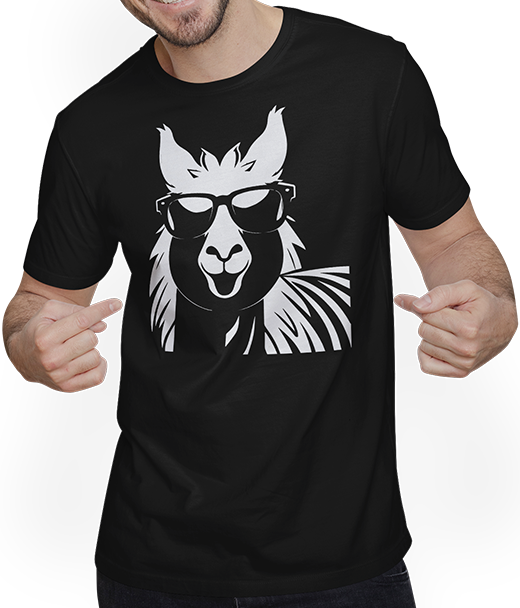 Produktbild von T-Shirt mit Mann Lustige Alpaka trägt Sonnenbrille coole Alpakas