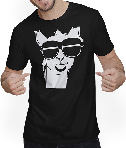 Produktbild von T-Shirt mit Mann Lustige Alpaka trägt Sonnenbrille coole Alpakas