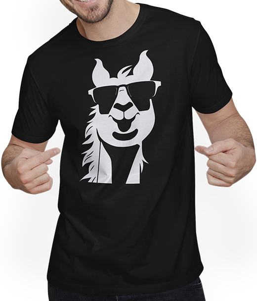 Produktbild von T-Shirt mit Mann Lustige Alpaka trägt Sonnenbrille coole Alpakas