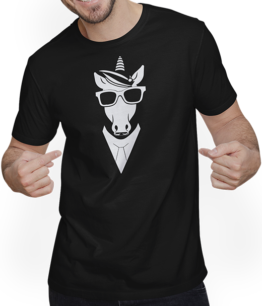 Produktbild von T-Shirt mit Mann Lustige Einhörner tragen Sonnenbrille cooles Einhorn