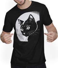 Produktbild von T-Shirt mit Mann Lustige Katze Silhouette freche lustige Katzen