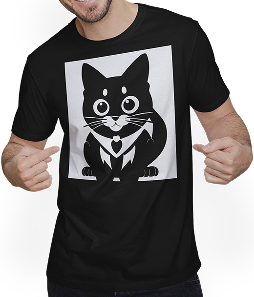 Produktbild von T-Shirt mit Mann Lustige Katze Silhouette freche lustige Katzen