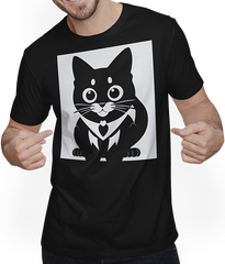 Produktbild von T-Shirt mit Mann Lustige Katze Silhouette freche lustige Katzen