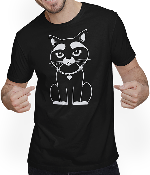 Produktbild von T-Shirt mit Mann Lustige Katze Silhouette freche lustige Katzen