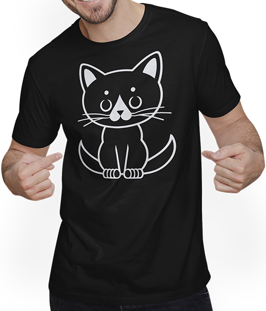 Produktbild von T-Shirt mit Mann Lustige Katze Silhouette freche lustige Katzen