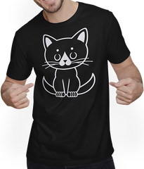 Produktbild von T-Shirt mit Mann Lustige Katze Silhouette freche lustige Katzen