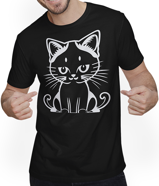 Produktbild von T-Shirt mit Mann Lustige Katze Silhouette freche lustige Katzen