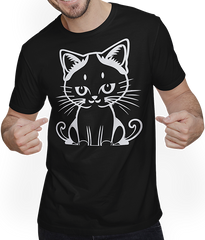 Produktbild von T-Shirt mit Mann Lustige Katze Silhouette freche lustige Katzen