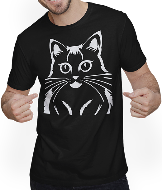 Produktbild von T-Shirt mit Mann Lustige Katze Silhouette freche lustige Katzen
