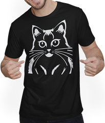 Produktbild von T-Shirt mit Mann Lustige Katze Silhouette freche lustige Katzen
