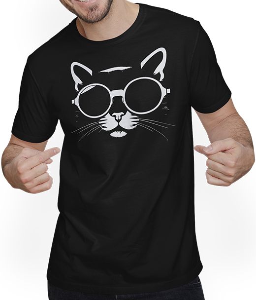 Produktbild von T-Shirt mit Mann Lustige Katze mit Sonnenbrille Kätzchen Sunglas Katzen