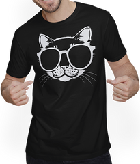 Produktbild von T-Shirt mit Mann Lustige Katze mit Sonnenbrille Kätzchen Sunglas Katzen