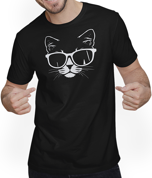 Produktbild von T-Shirt mit Mann Lustige Katze mit Sonnenbrille Kätzchen Sunglas Katzen