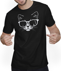 Produktbild von T-Shirt mit Mann Lustige Katze mit Sonnenbrille Kätzchen Sunglas Katzen