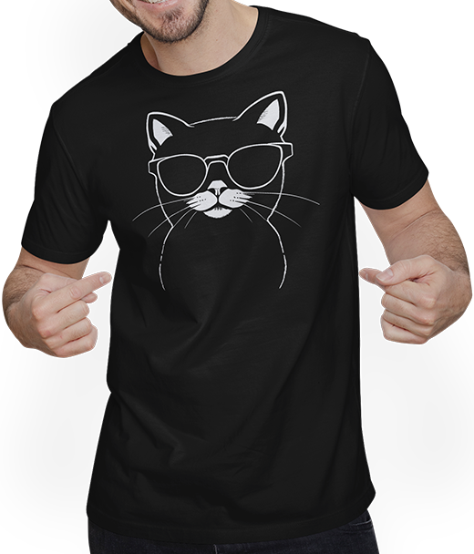 Produktbild von T-Shirt mit Mann Lustige Katze mit Sonnenbrille Kätzchen Sunglas Katzen