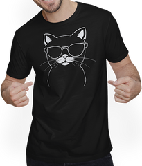 Produktbild von T-Shirt mit Mann Lustige Katze mit Sonnenbrille Kätzchen Sunglas Katzen