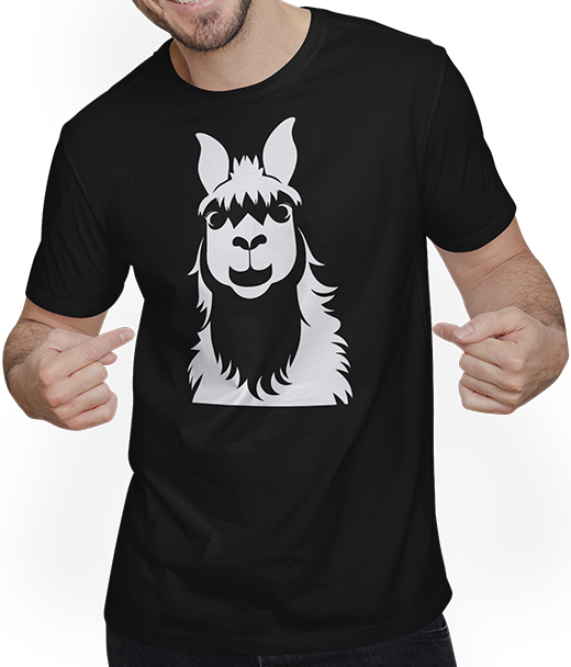 Produktbild von T-Shirt mit Mann Lustige Lama-Silhouette, freche lustige Lamas