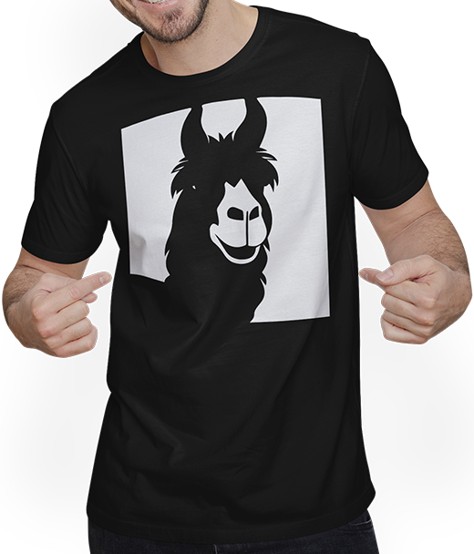 Produktbild von T-Shirt mit Mann Lustige Lama-Silhouette, freche lustige Lamas