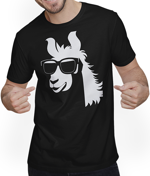 Produktbild von T-Shirt mit Mann Lustige Lama trägt Sonnenbrille Cool Llamas