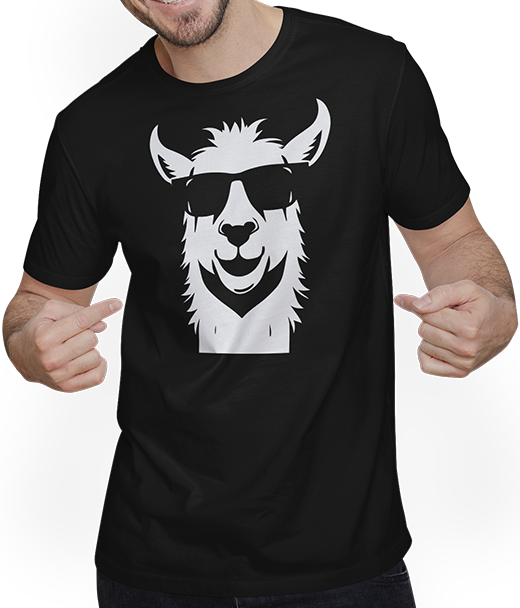 Produktbild von T-Shirt mit Mann Lustige Lama trägt Sonnenbrille Cool Llamas