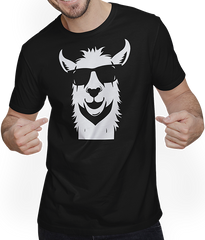 Produktbild von T-Shirt mit Mann Lustige Lama trägt Sonnenbrille Cool Llamas