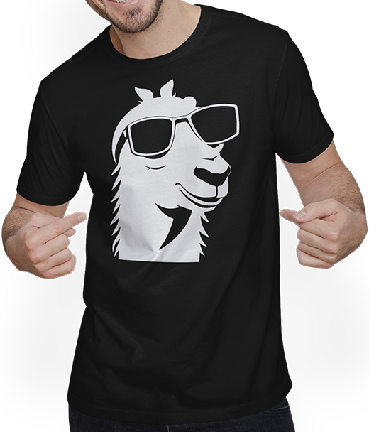 Produktbild von T-Shirt mit Mann Lustige Lama trägt Sonnenbrille Cool Llamas