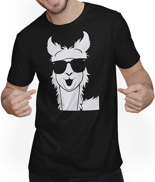 Produktbild von T-Shirt mit Mann Lustige Lama trägt Sonnenbrille Cool Llamas