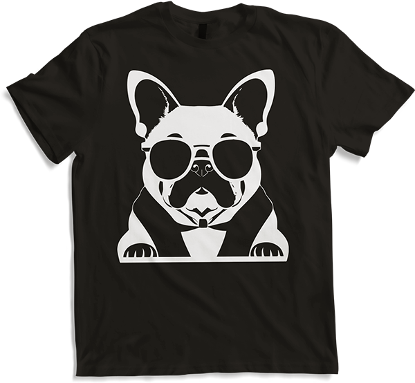 Produktbild von T-Shirt Lustige französische Bulldogge mit Sonnenbrille Französische Bulldoggen