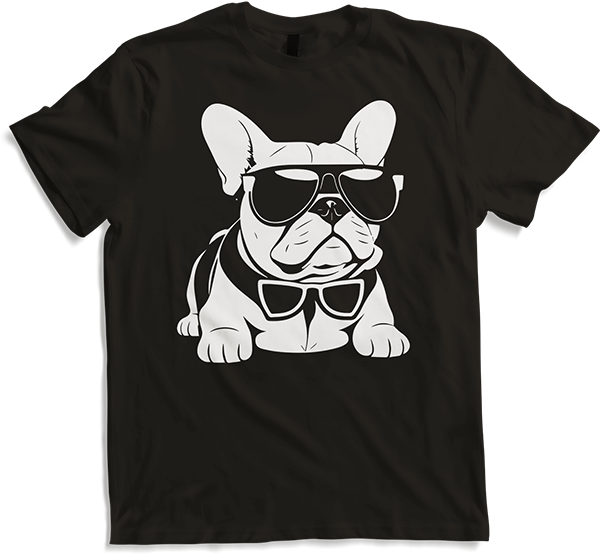 Produktbild von T-Shirt Lustige französische Bulldogge mit Sonnenbrille Französische Bulldoggen