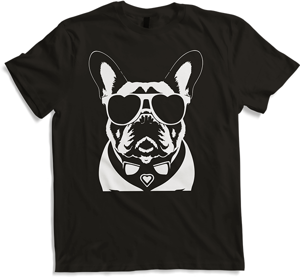 Produktbild von T-Shirt Lustige französische Bulldogge mit Sonnenbrille Französische Bulldoggen