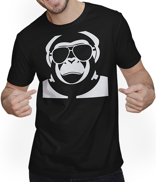 Produktbild von T-Shirt mit Mann Lustiger Affe trägt Sonnenbrille Cool Monkey