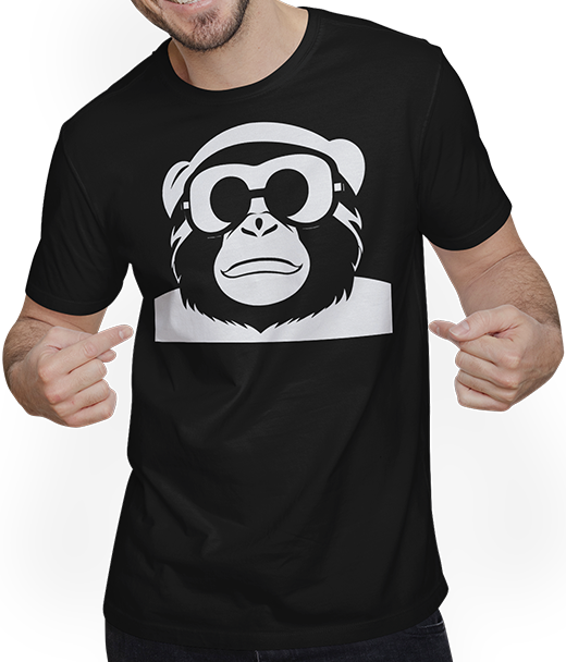 Produktbild von T-Shirt mit Mann Lustiger Affe trägt Sonnenbrille Cool Monkey