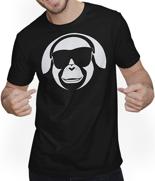 Produktbild von T-Shirt mit Mann Lustiger Affe trägt Sonnenbrille Fun Monkey