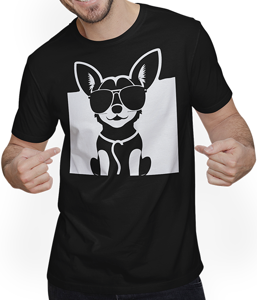Produktbild von T-Shirt mit Mann Lustiger Chihuahua mit Sonnenbrille Chihuahuas