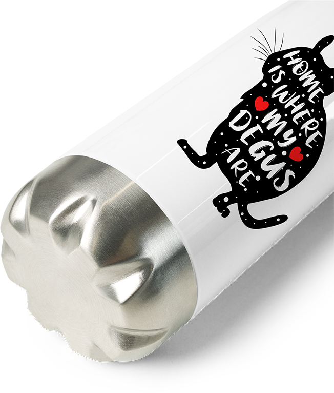 Produktbild vom Boden der Thermoflasche Lustiger Degu Spruch | Octodon | Home Is Where My Degus Are