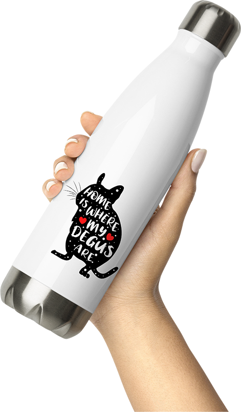 Produktbild von Thermosflasche von Hand gehalten Lustiger Degu Spruch | Octodon | Home Is Where My Degus Are