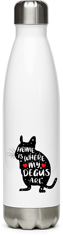 Produktbild von Edelstahlflasche Lustiger Degu Spruch | Octodon | Home Is Where My Degus Are