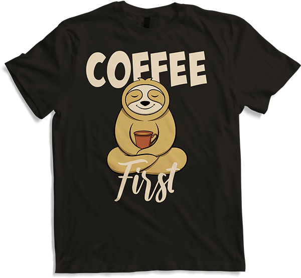 Produktbild von T-Shirt Lustiger Kaffee Spruch mit Faultier für Kaffeetrinker