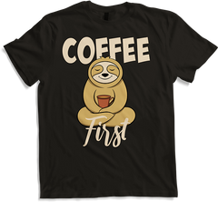 Produktbild von T-Shirt Lustiger Kaffee Spruch mit Faultier für Kaffeetrinker